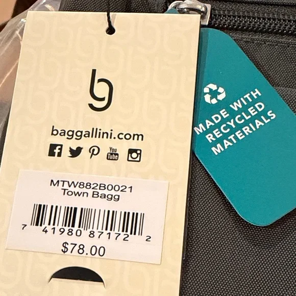 Baggallini Charcoal Town Bagg Crossbody Bag/NWT - Picture 9 of 12